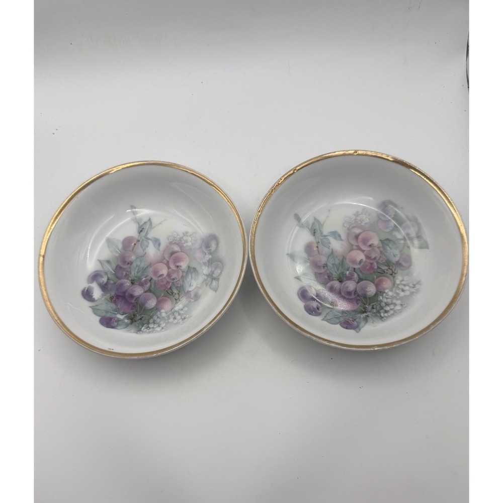 Vintage C.T. Altwasser Silesia Porcelain Fruit Berry Bowls Gold Trim Set of 2 6"